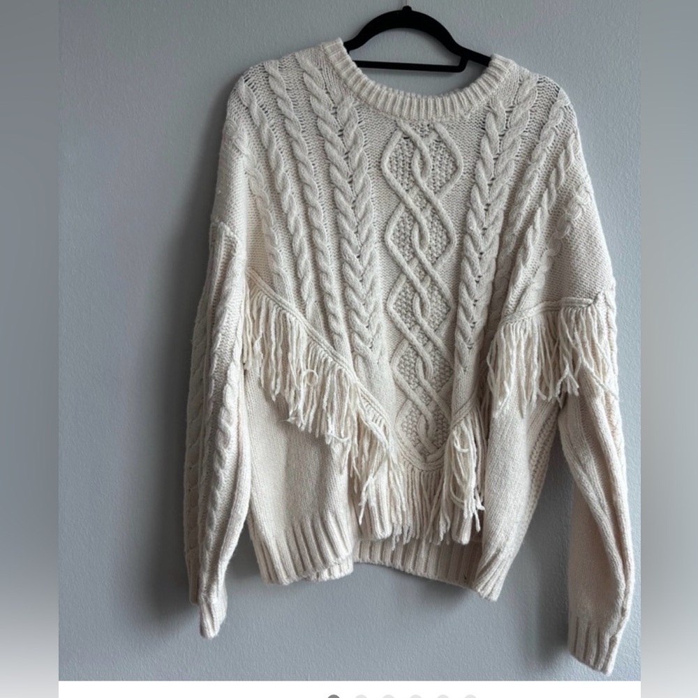🤍Cream Fringe Sweater